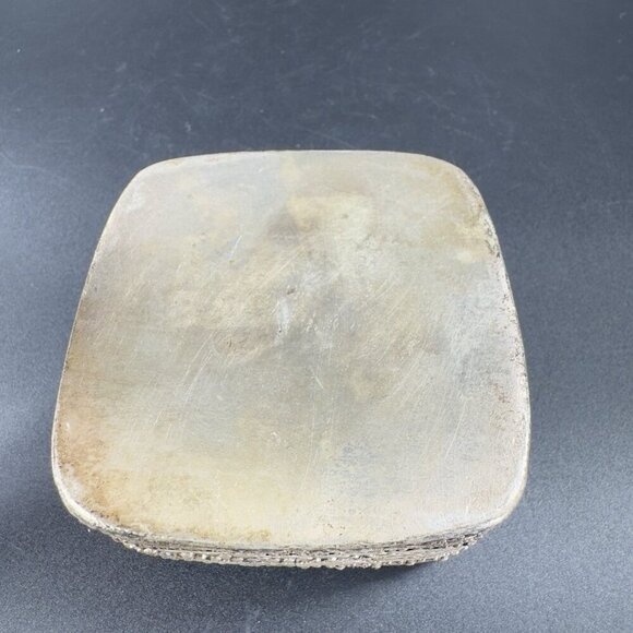 Vintage Silver Plated Trinket Box Holder Multicolor Porcelain Top Floral Pattern - Picture 8 of 12